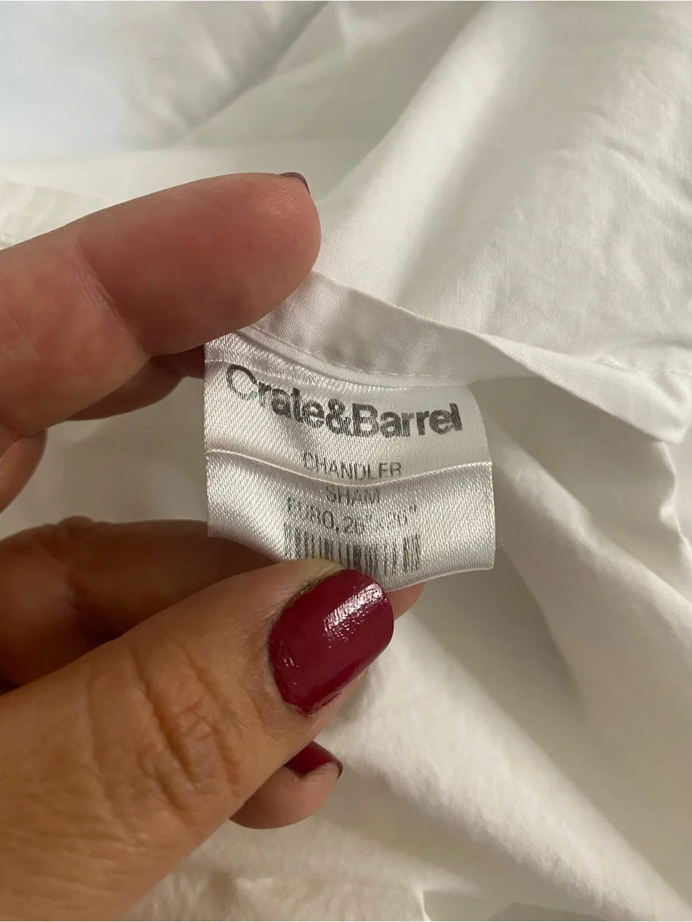 Crate & Barrel White Black Chandler Cotton Pillow Sham 26x26 in Minimalist Sleek
